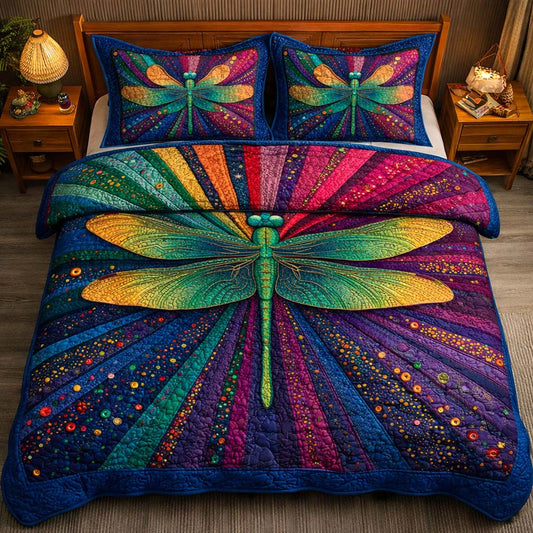 Cosmic Dragonfly 3-Piece Quilted Bedding Set GFTOQM2597