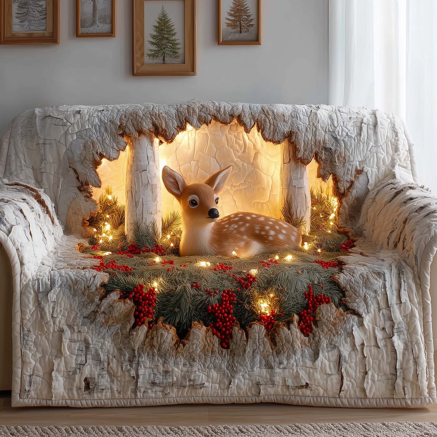 Magic Deer Quilted Sofa Cover GFTOQM259