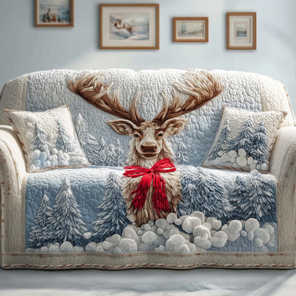Festive Reindeer Quilted Sofa Cover GFTOQM260