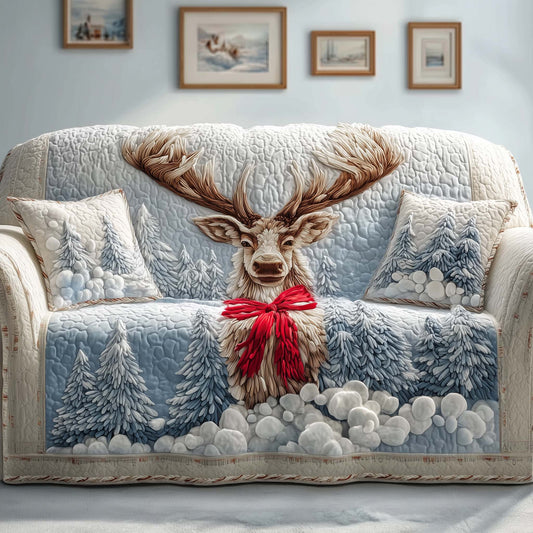 Festive Reindeer Quilted Sofa Cover GFTOQM260