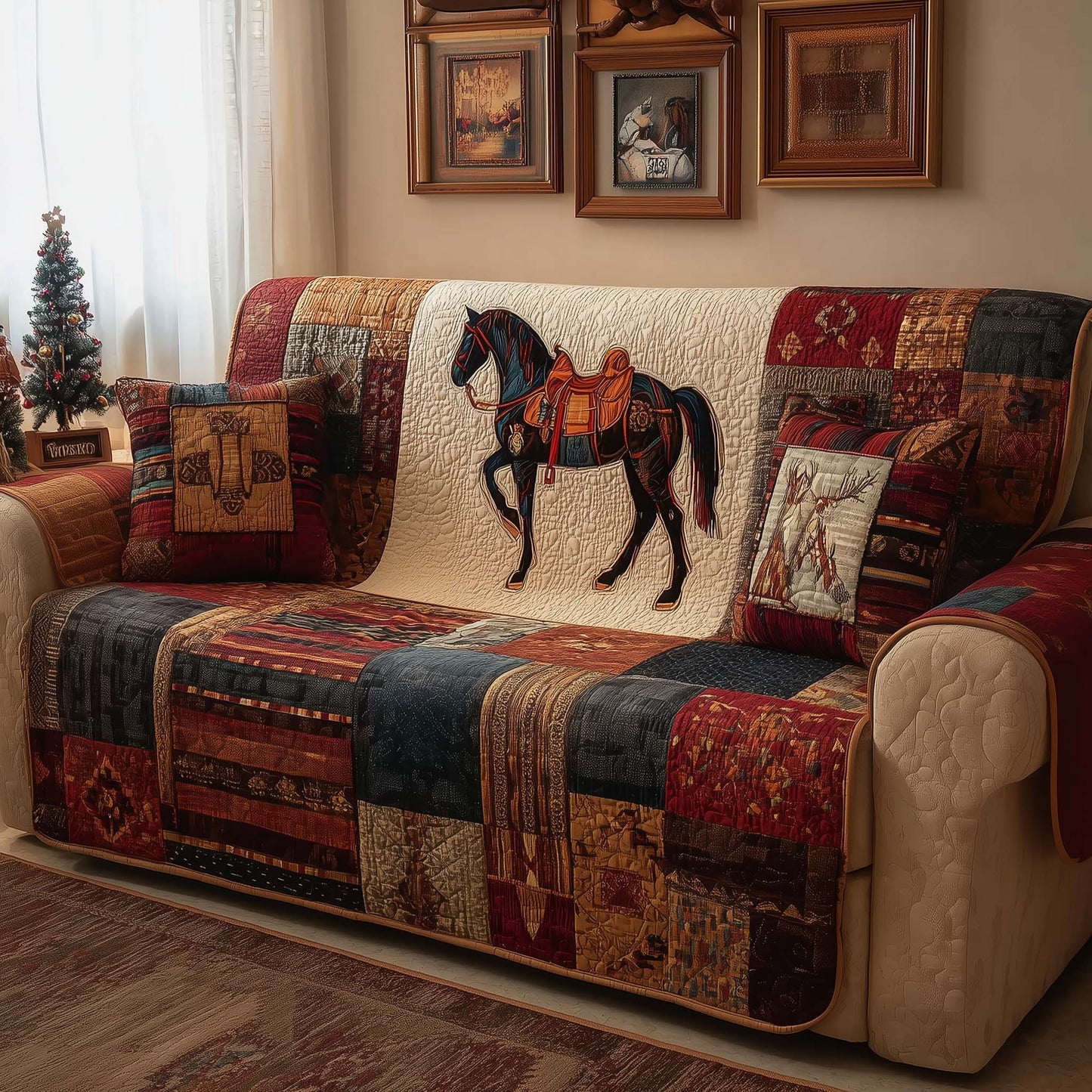 Saddled Ebony Quilted Sofa Cover GFTOQM2613