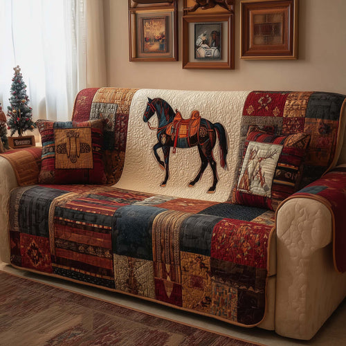 Saddled Ebony Quilted Sofa Cover GFTOQM2613