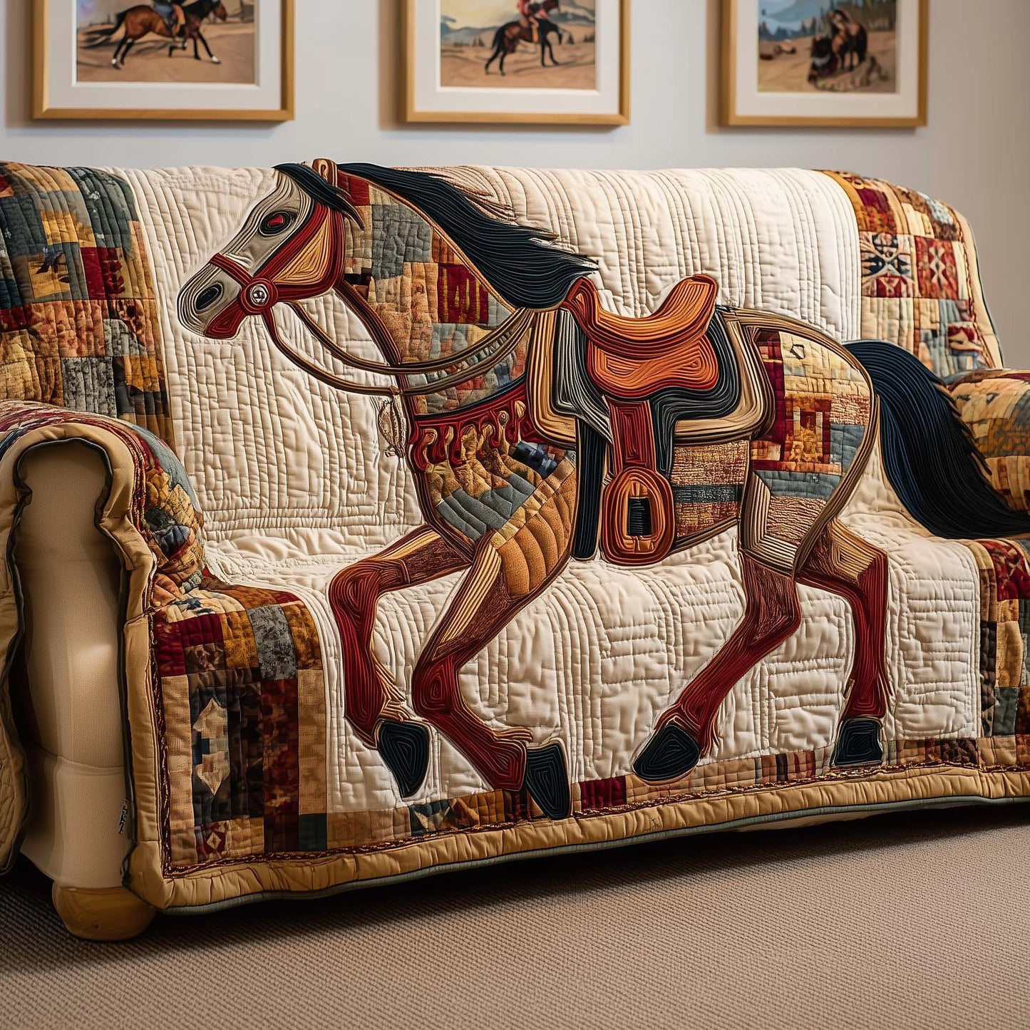 Patchwork Runner Quilted Sofa Cover GFTOQM2615