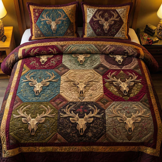 Regal Antlers 3-Piece Quilted Bedding Set GFTOQM2617