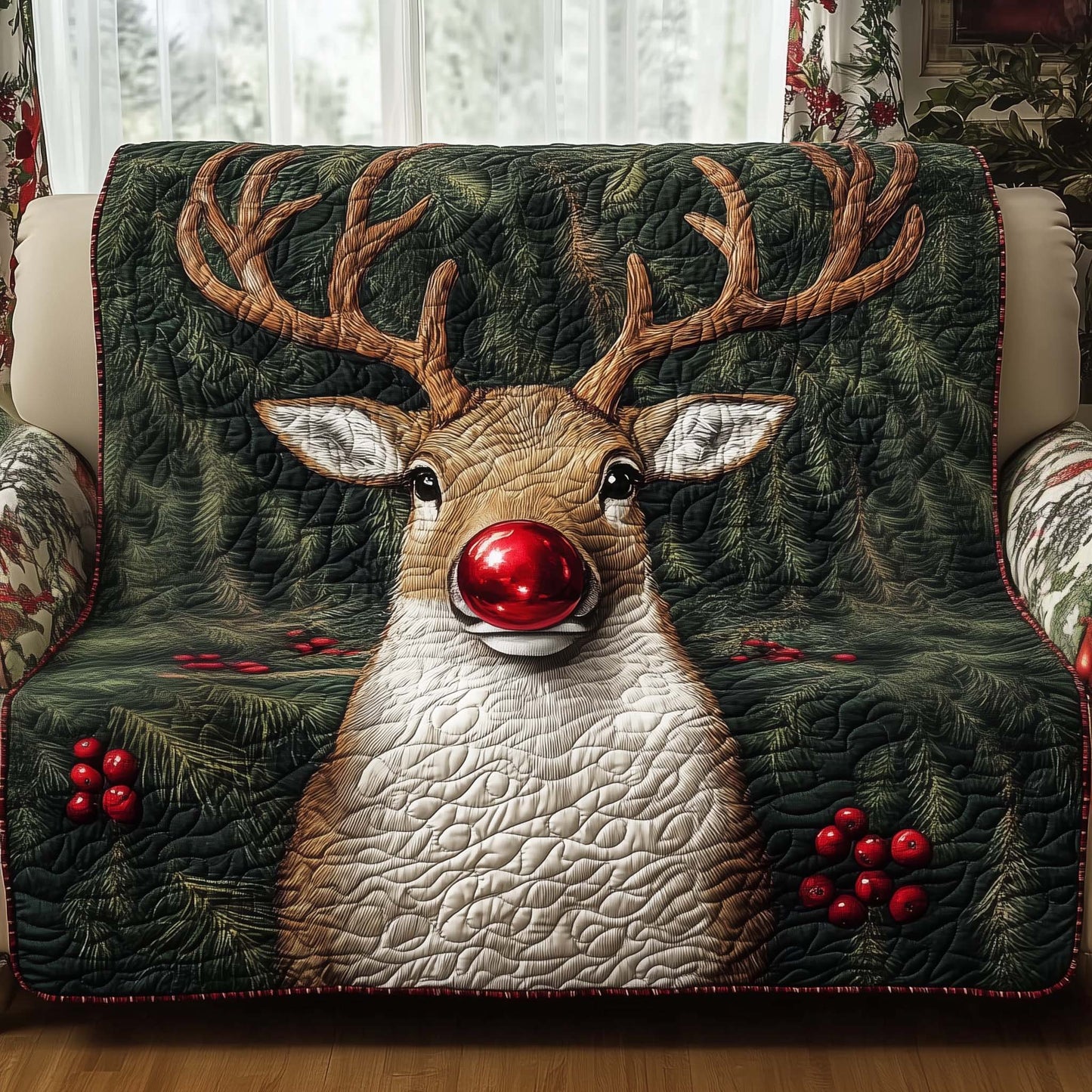Reindeer Quilted Sofa Cover GFTOQM261