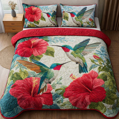 Scarlet Bloom 3-Piece Quilted Bedding Set GFTOQM2625