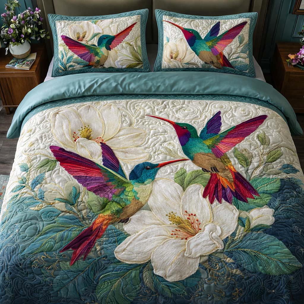 Ivory Garden 3-Piece Quilted Bedding Set GFTOQM2626