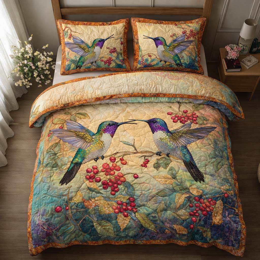 Golden Berries 3-Piece Quilted Bedding Set GFTOQM2629