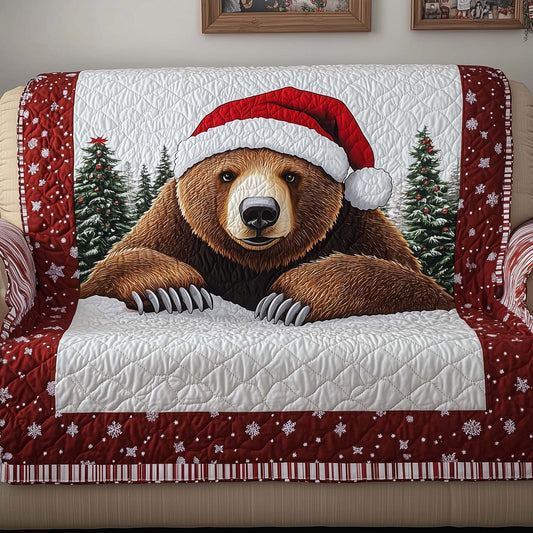 Santa Bear Quilted Sofa Cover GFTOQM263