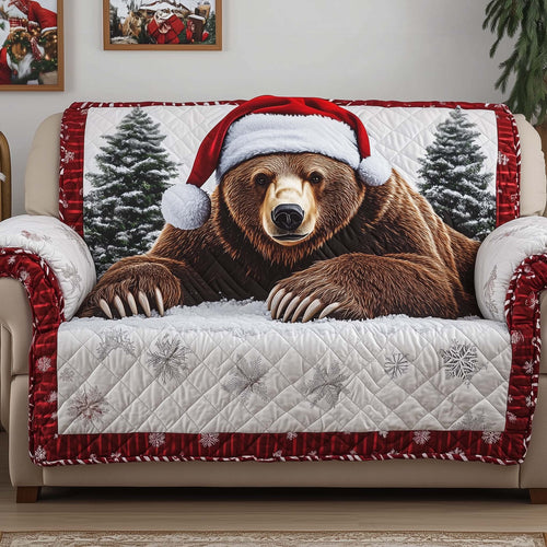 Santa Bear Quilted Sofa Cover GFTOQM264
