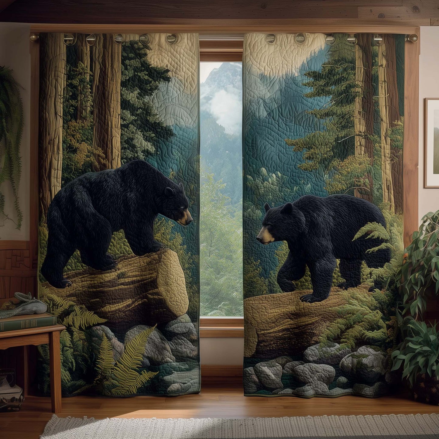 Emerald Bear Quilted Curtains GFTOQM2657