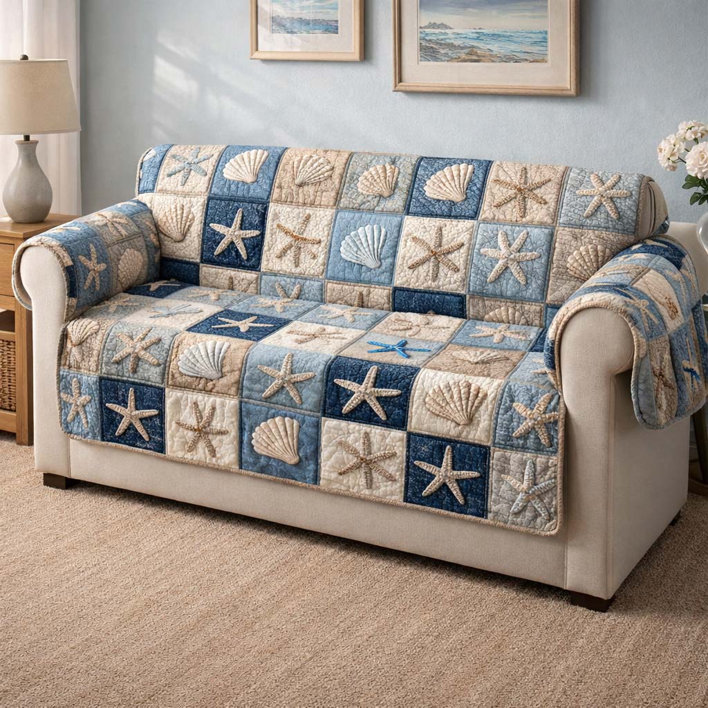 Shell Mosaic Quilted Sofa Cover GFTOQM2662