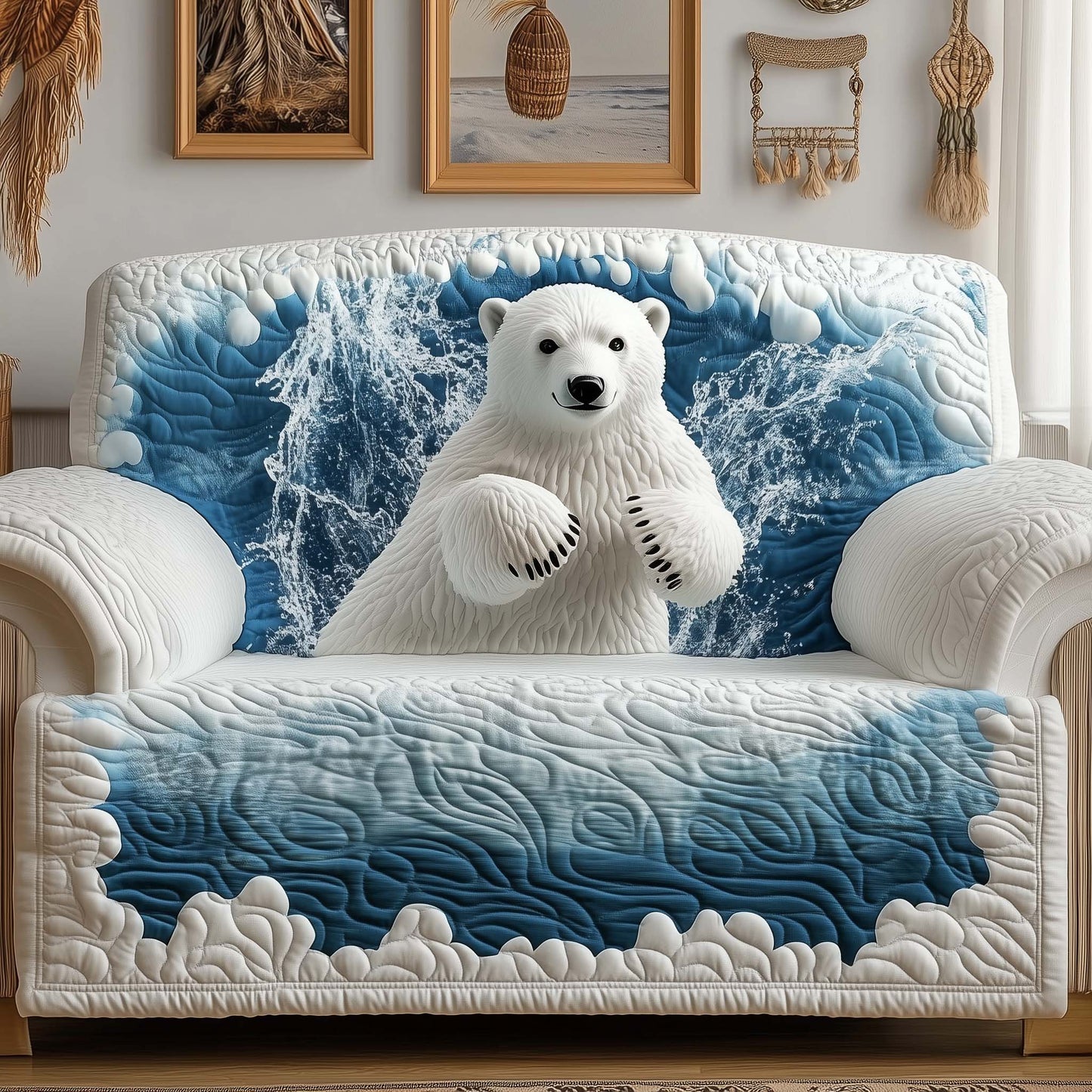 Polar Splash Quilted Sofa Cover GFTOQM268