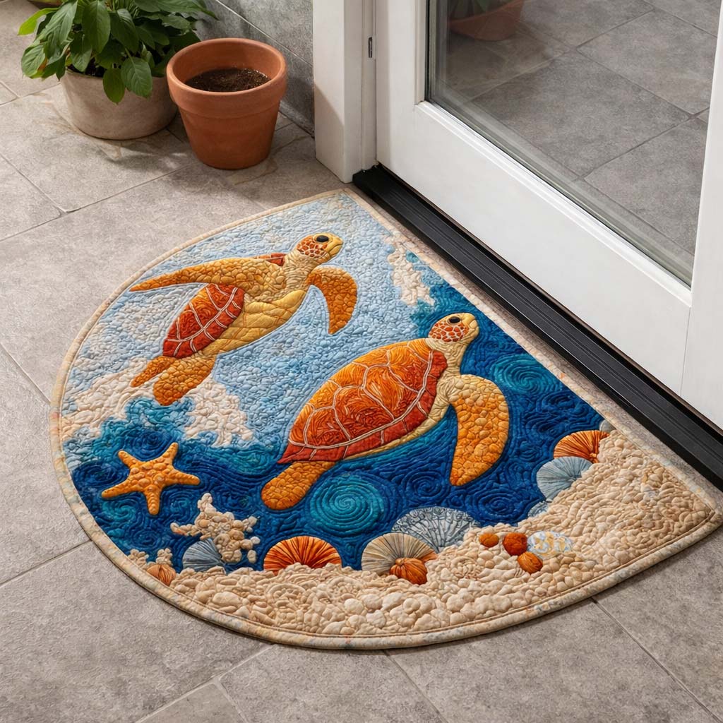 Coral Turtles Quilted Welcome Mat GFTOQM2696