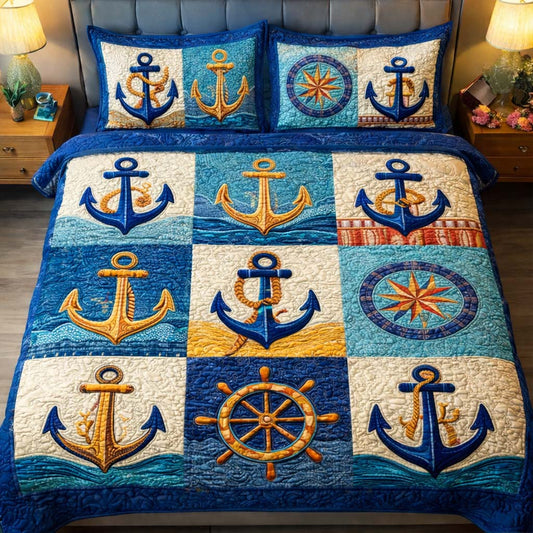 Harbor Icons 3-Piece Quilted Bedding Set GFTOQM2707