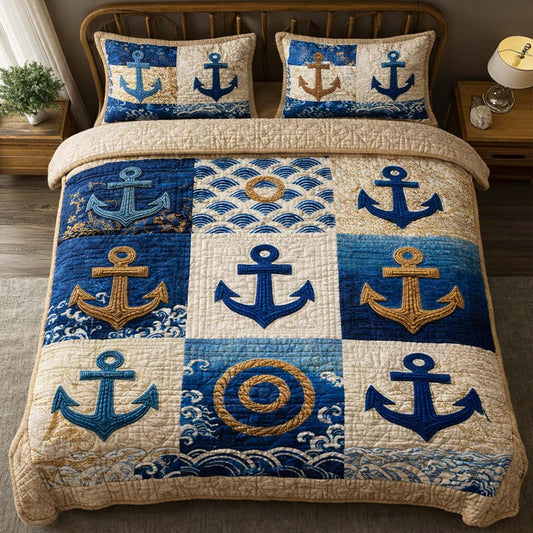 Coastal Quilt 3-Piece Quilted Bedding Set GFTOQM2709