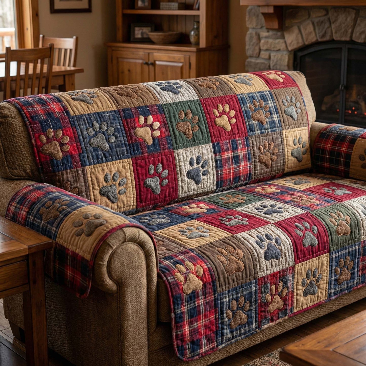 Rustic Paws Quilted Sofa Cover GFTOQM2714