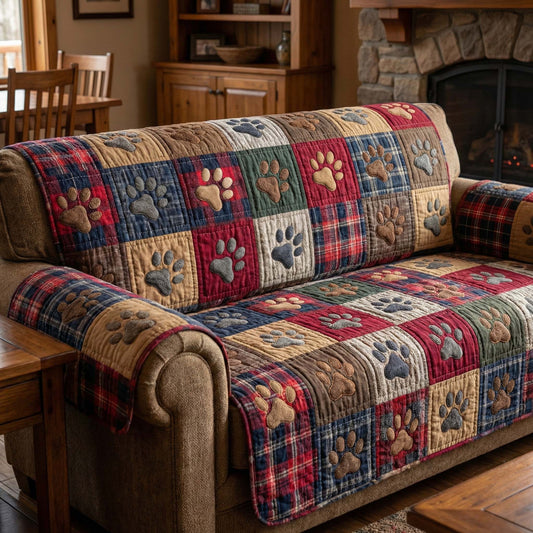 Rustic Paws Quilted Sofa Cover GFTOQM2714