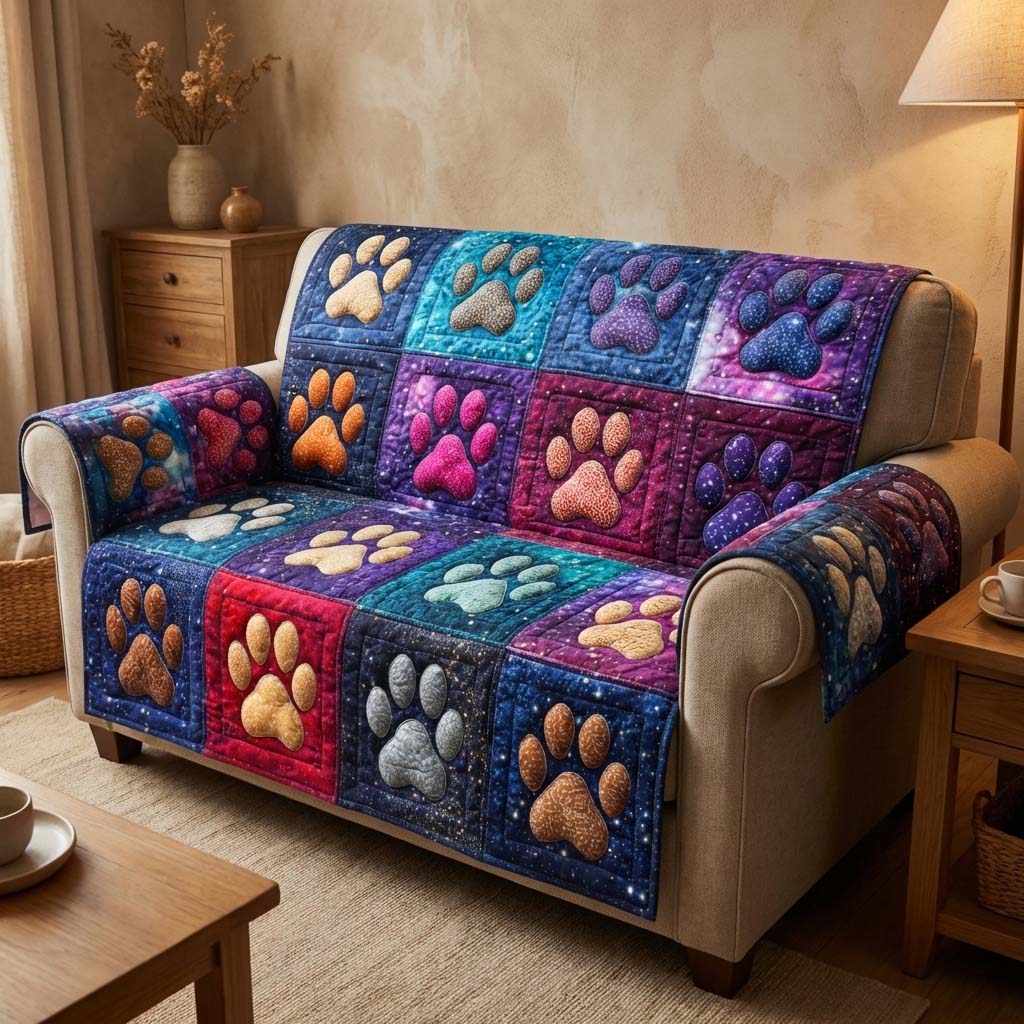Galaxy Paws Quilted Sofa Cover GFTOQM2718