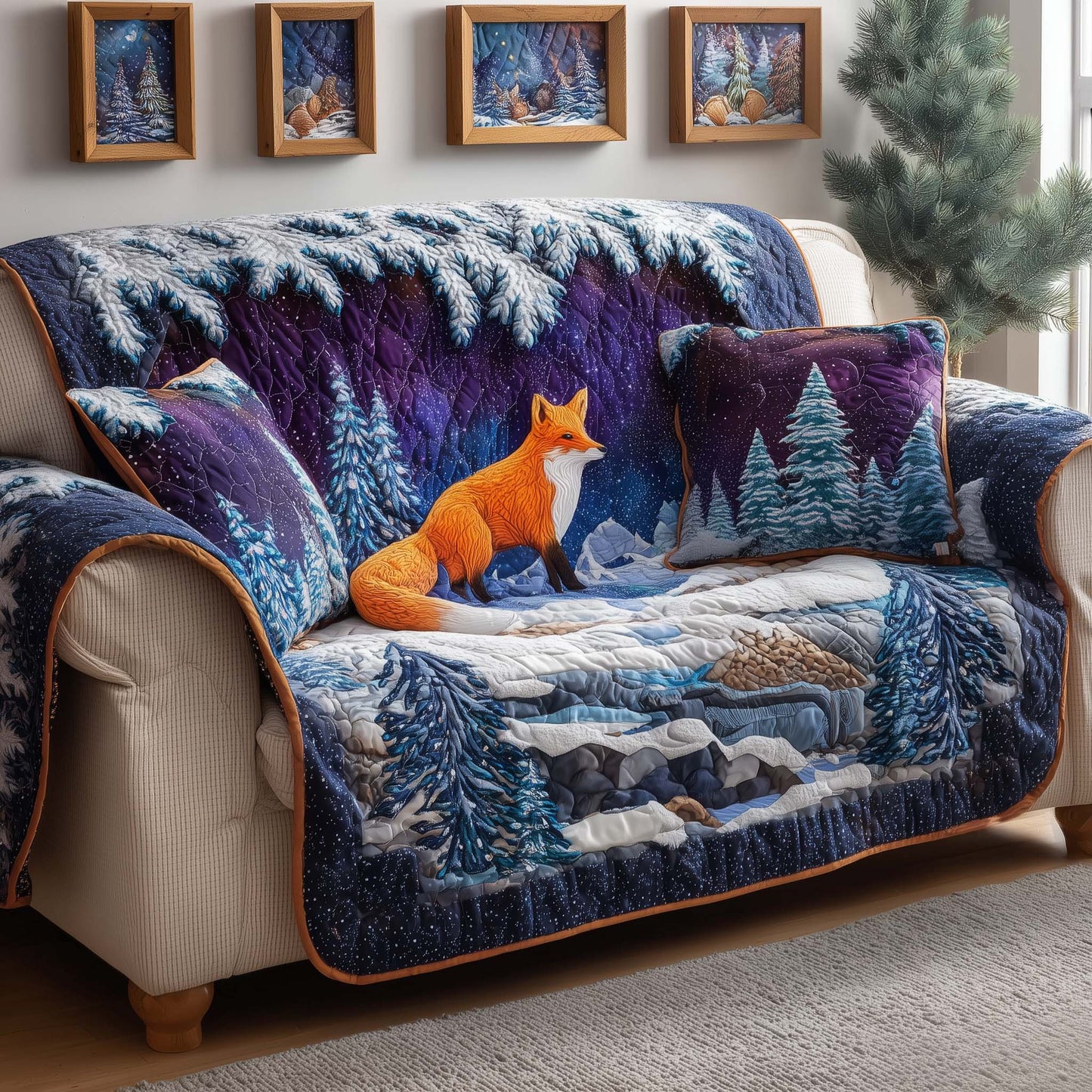Night Fox Quilted Sofa Cover GFTOQM275
