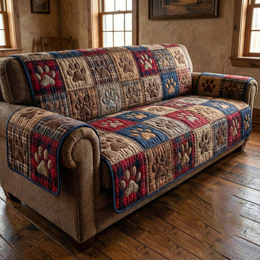Vintage Paws Quilted Sofa Cover GFTOQM2765