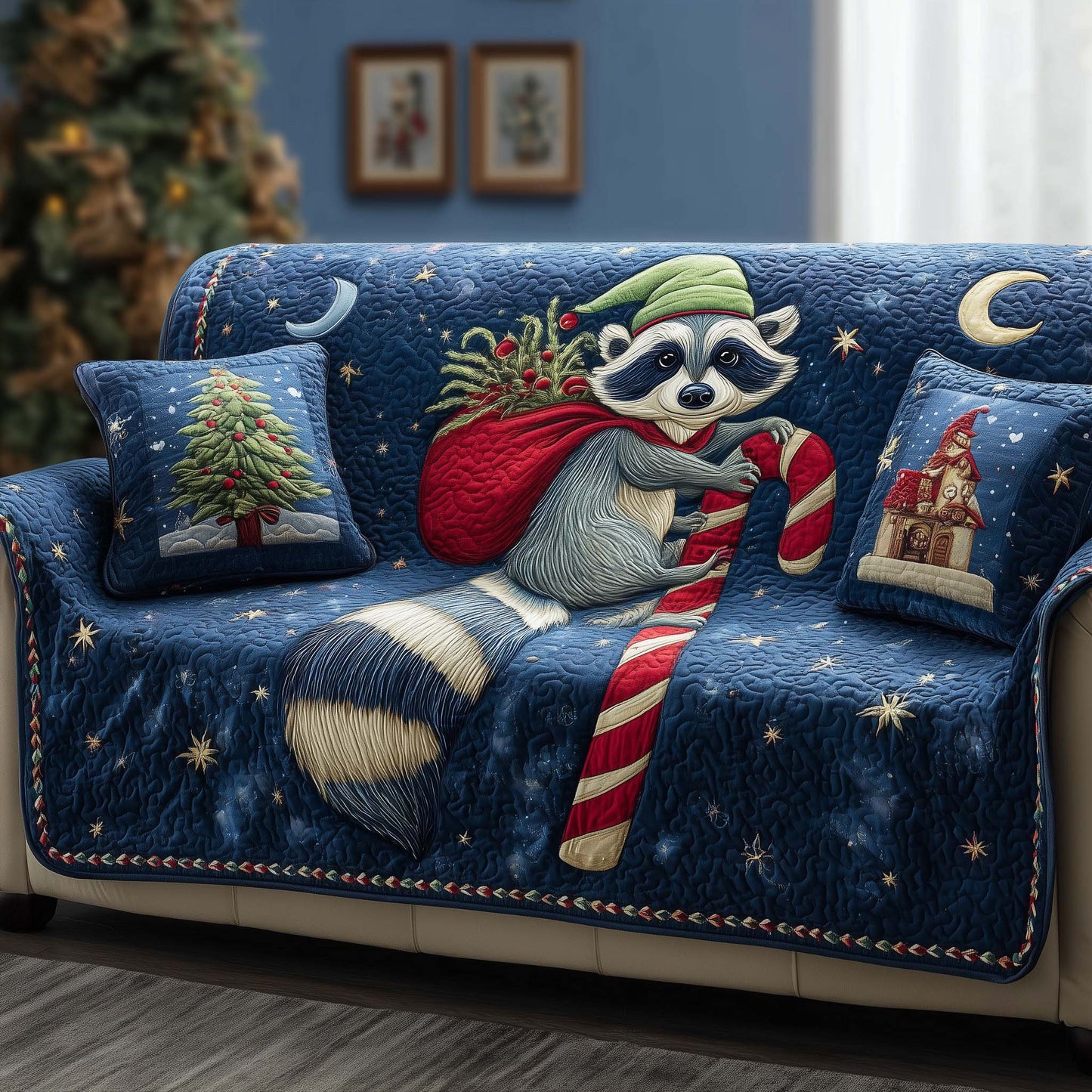 Candy Raccoon Quilted Sofa Cover GFTOQM279