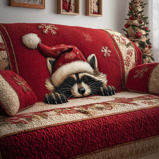 Santa Raccoon Quilted Sofa Cover GFTOQM280