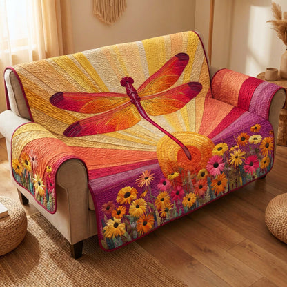 Sunset Dragonfly Quilted Sofa Cover GFTOQM2817
