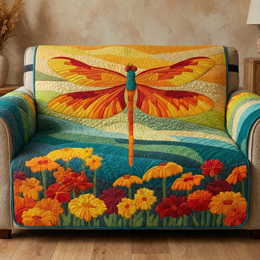 Meadow Dragonfly Quilted Sofa Cover GFTOQM2818
