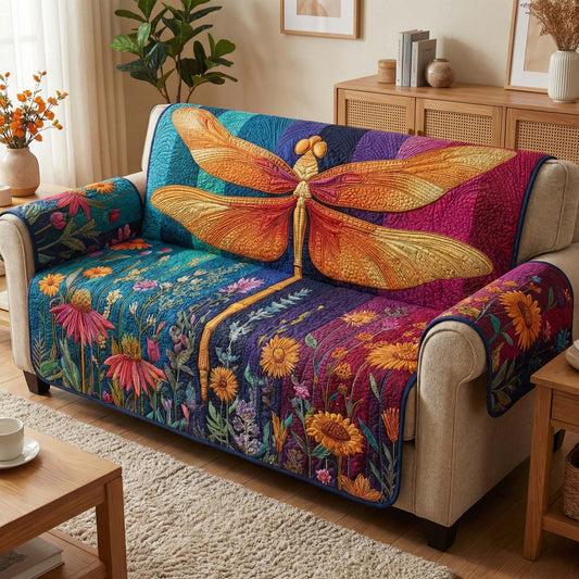 Autumn Dragonfly Quilted Sofa Cover GFTOQM2820