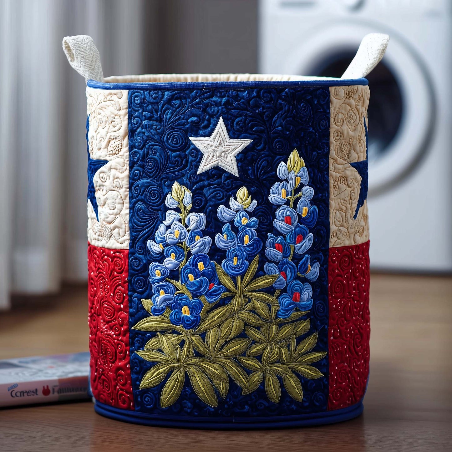 Blue Star Quilted Laundry Basket GFTOQM2826