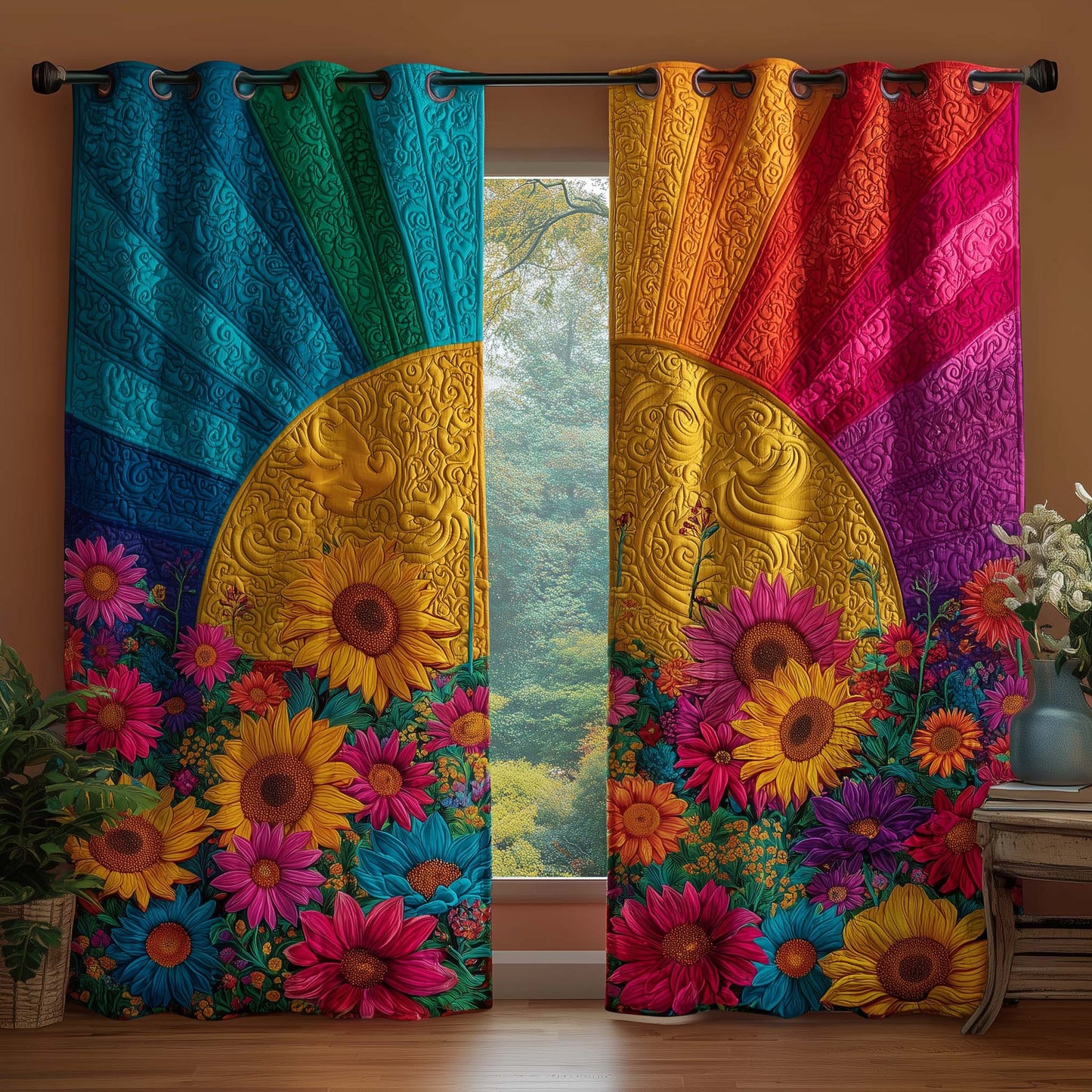 Golden Garden Quilted Curtains GFTOQM2828