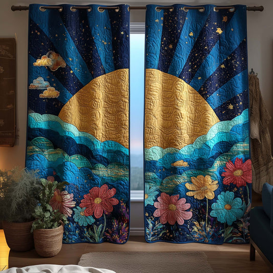 Moonlit Bloom Quilted Curtains GFTOQM2829