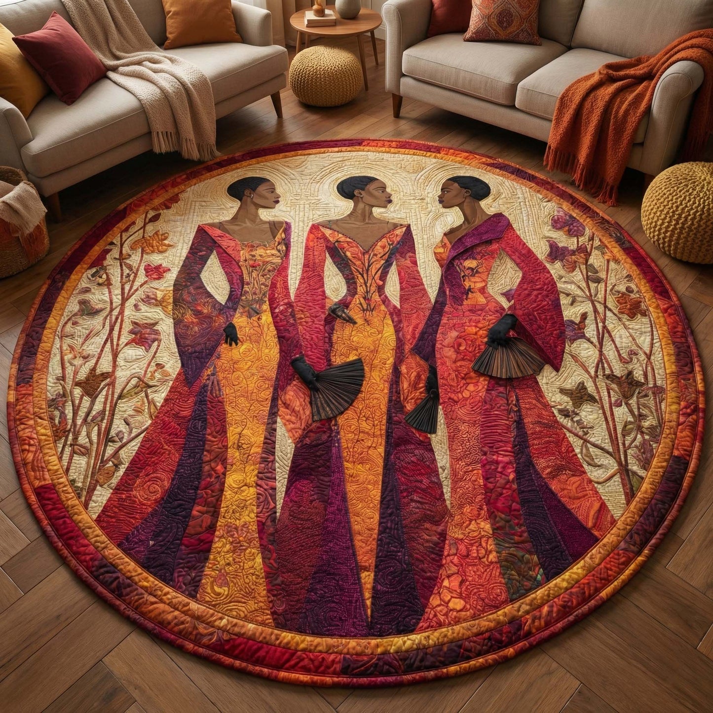 Crimson Queens Quilted Round Mat GFTOQM2863