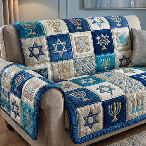 Silver Menorah Quilted Sofa Cover GFTOQM2876
