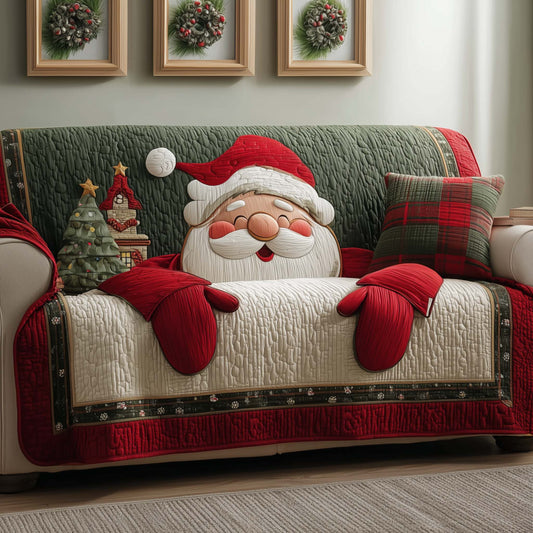 Peeking Santa Quilted Sofa Cover GFTOQM289