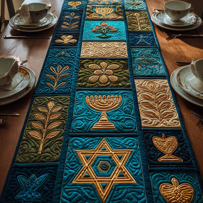 Emerald Menorah Quilted Table Runner GFTOQM2905