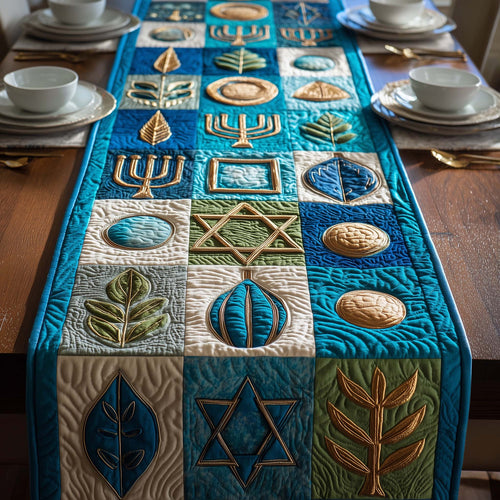Sacred Blue Quilted Table Runner GFTOQM2907