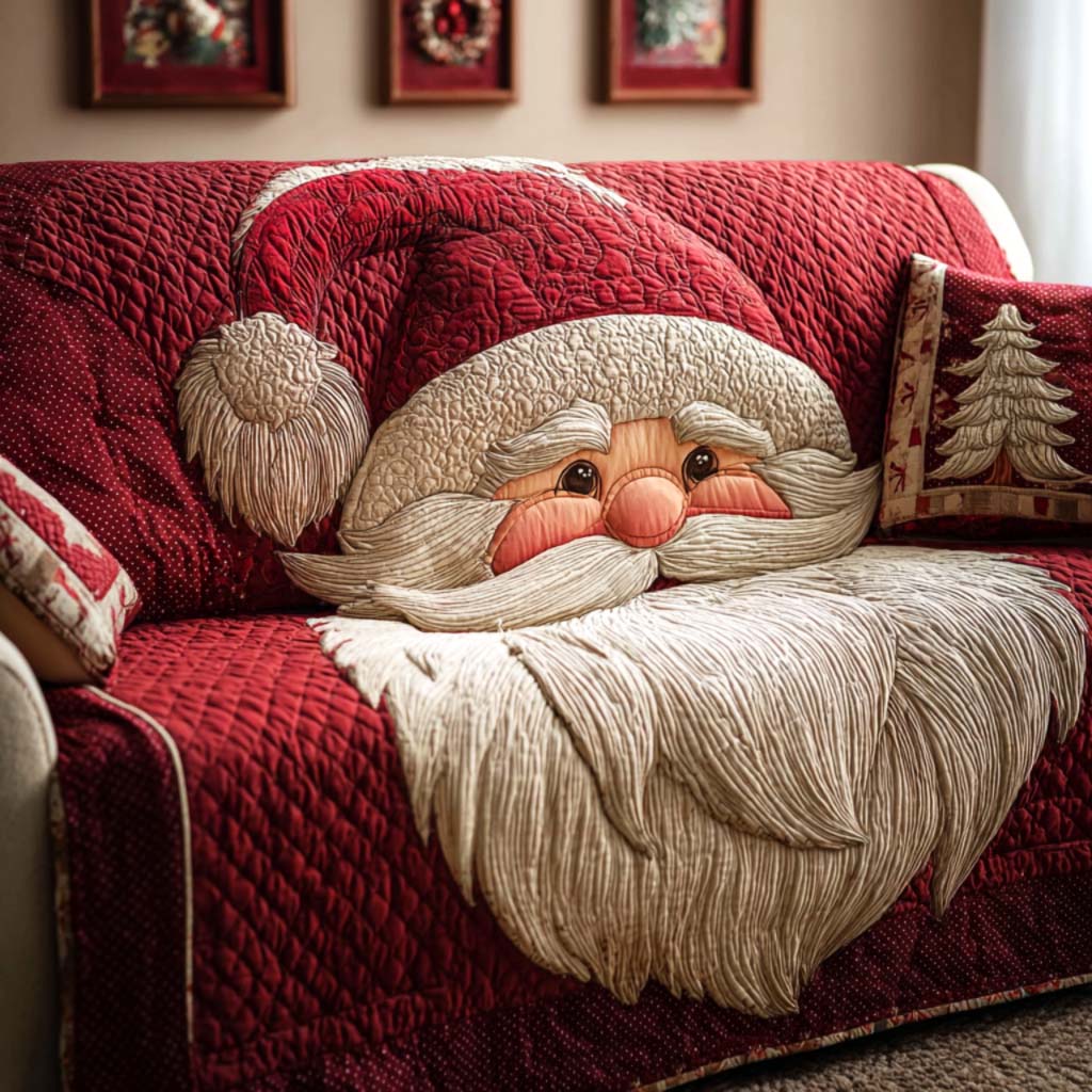 Crimson Santa Quilted Sofa Cover GFTOQM290