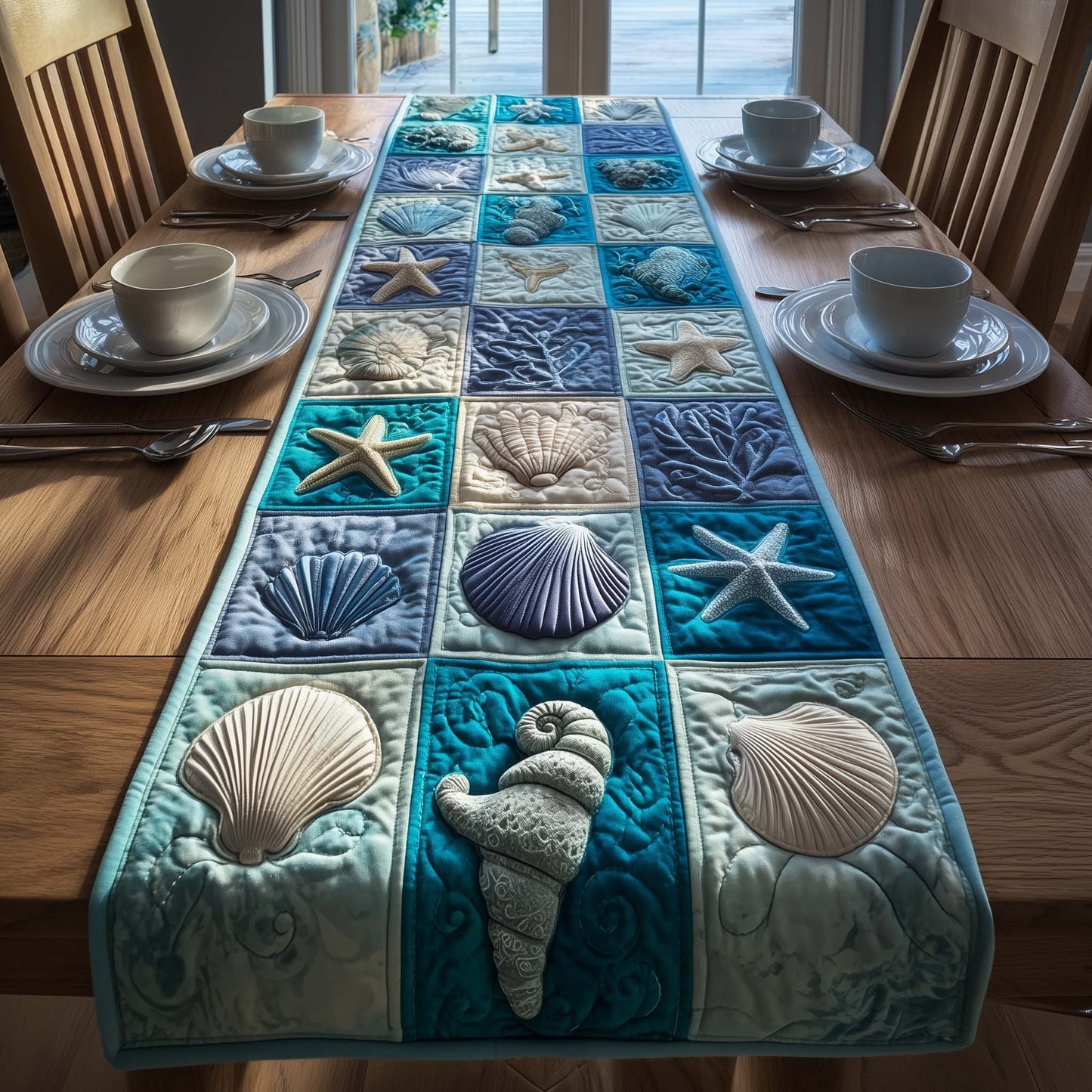 Sea Harmony Quilted Table Runner GFTOQM2912