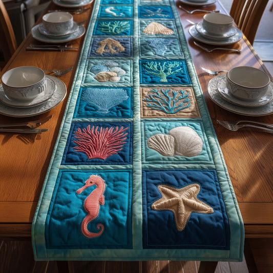 Coral Treasures Quilted Table Runner GFTOQM2913