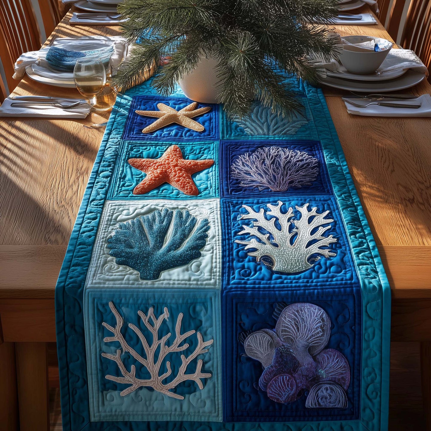 Reef Elegance Quilted Table Runner GFTOQM2914