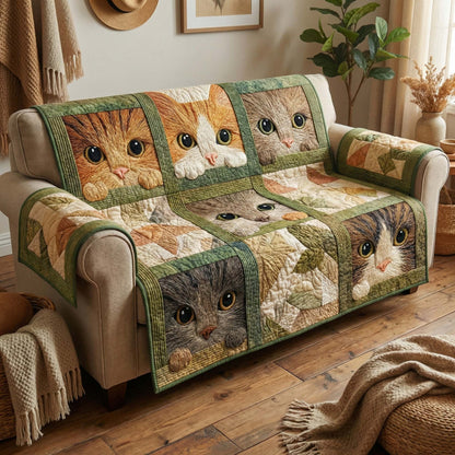 Curious Cats Quilted Sofa Cover GFTOQM2924