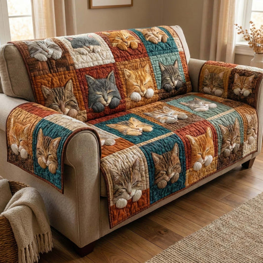 Sleepy Cats Quilted Sofa Cover GFTOQM2926