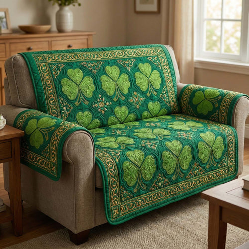 Emerald Hearts Quilted Sofa Cover GFTOQM2957
