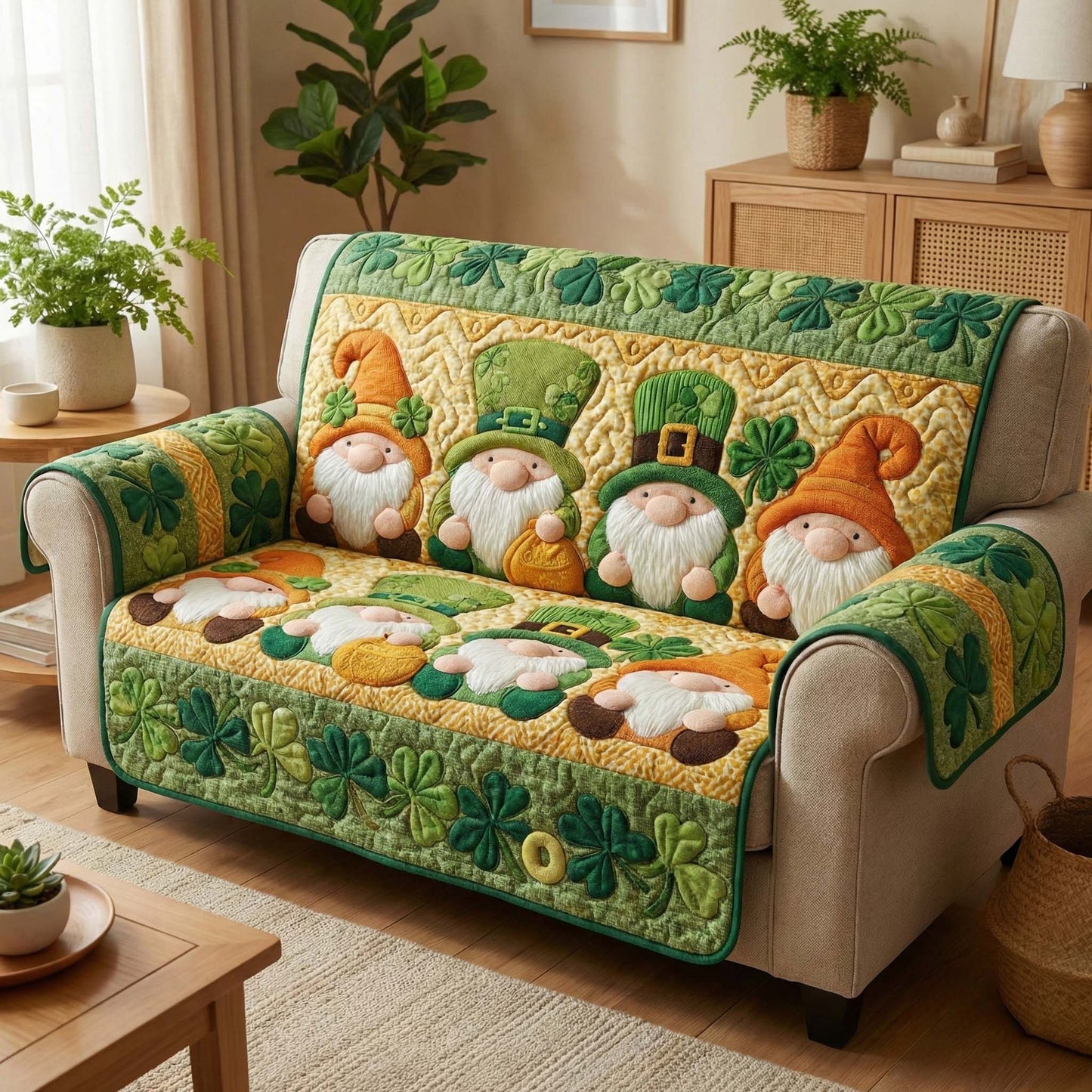 Lucky Gnomes Quilted Sofa Cover GFTOQM2959