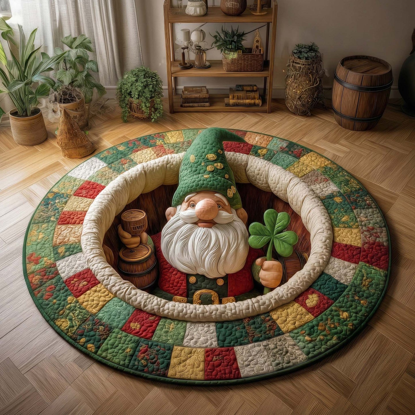 Fortune Gnome Quilted Round Mat GFTOQM2969