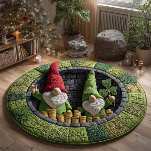 Emerald Gnomes Quilted Round Mat GFTOQM2970