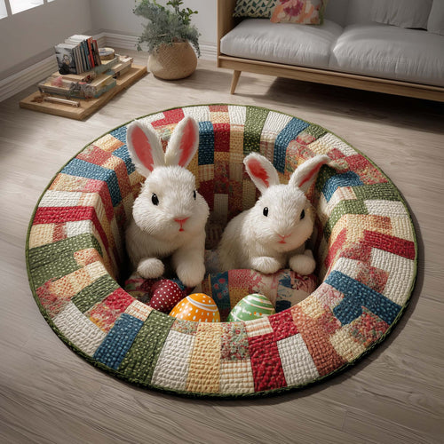 Twin Bunnies Quilted Round Mat GFTOQM2979