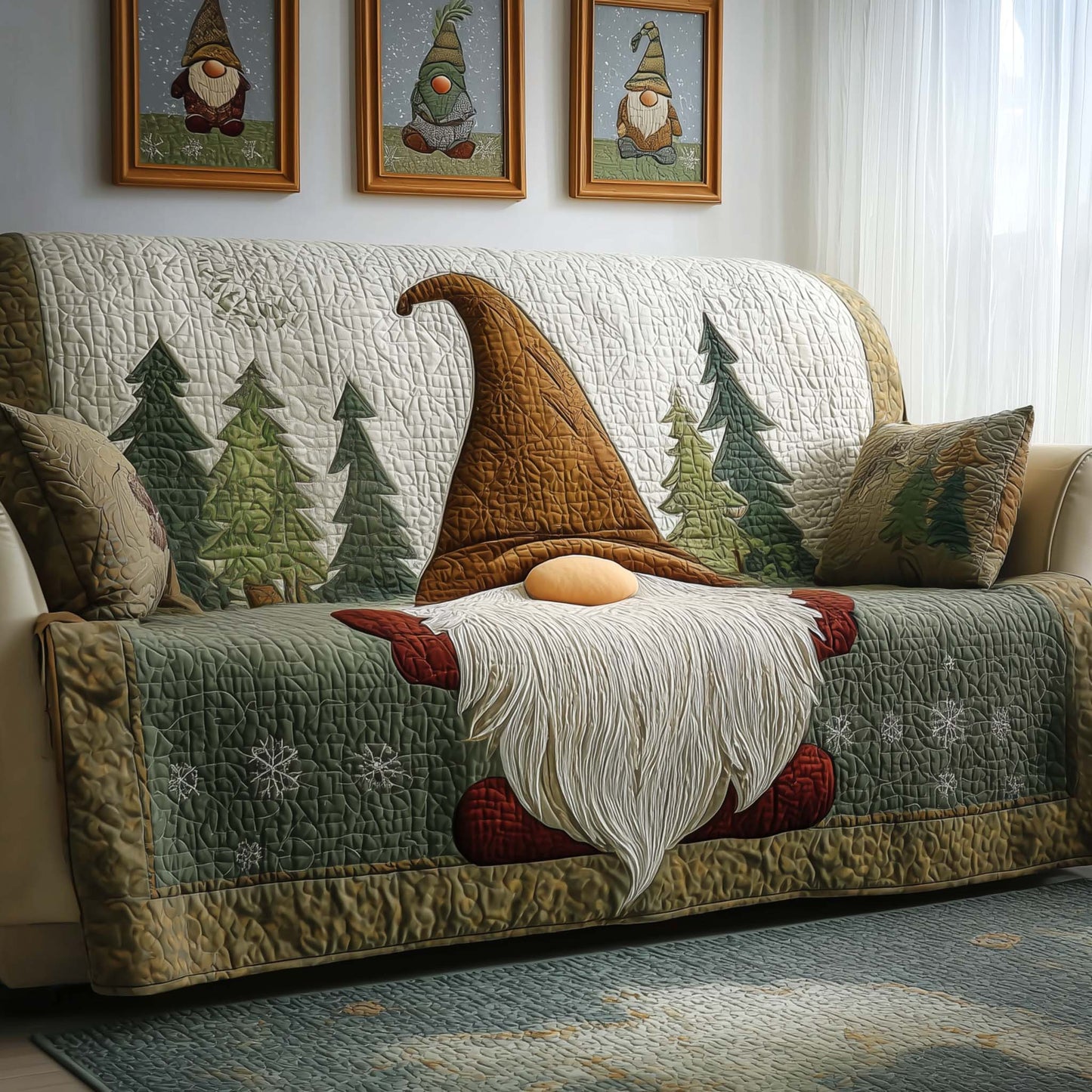 Woodland Gnome Quilted Sofa Cover GFTOQM298